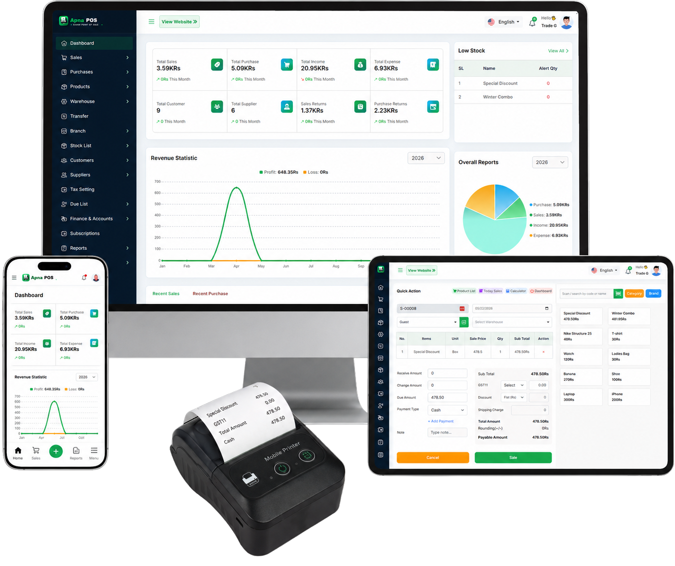 ApnaPOS dashboard for POS software in Pakistan