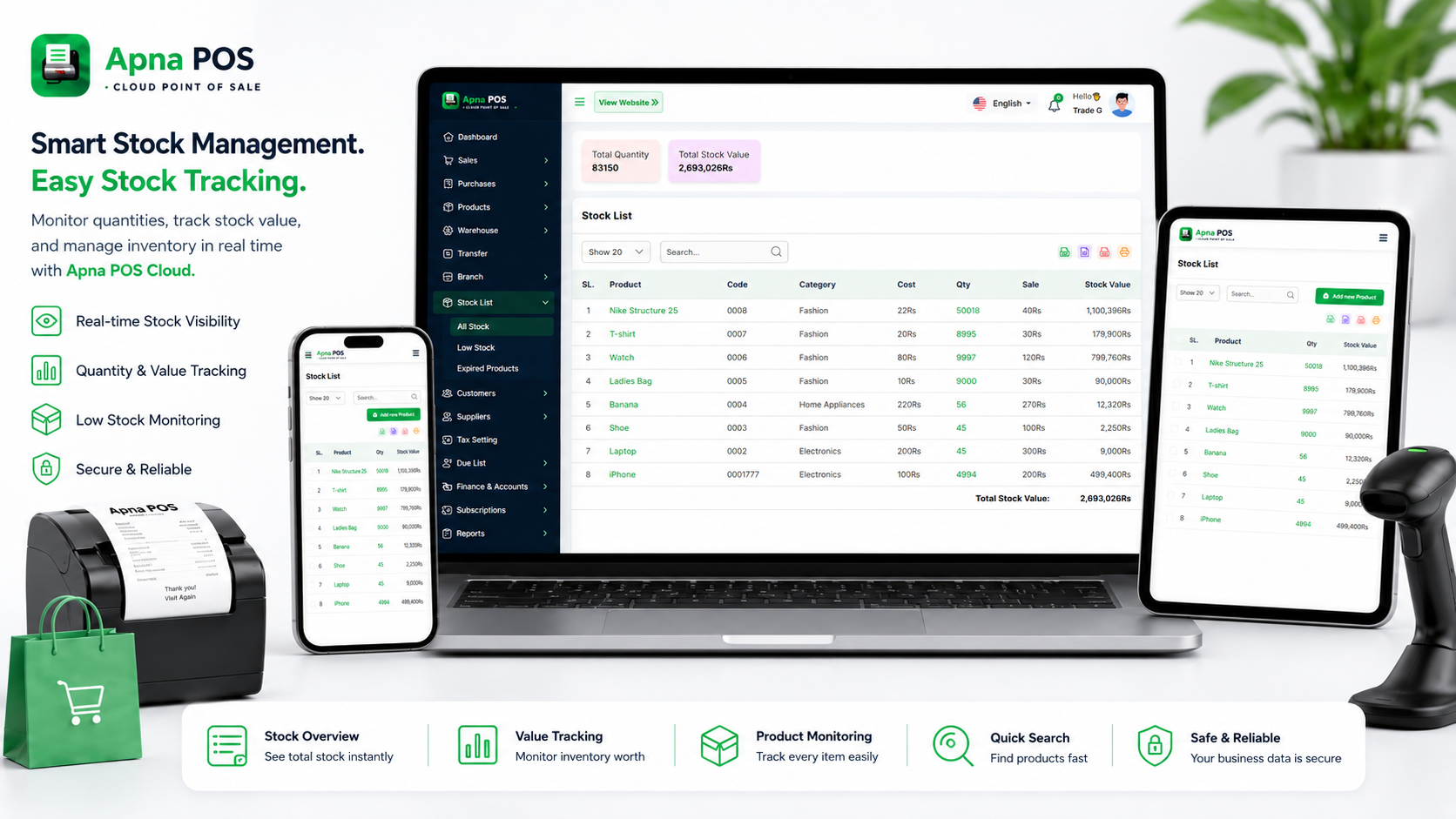 ApnaPOS reports screen